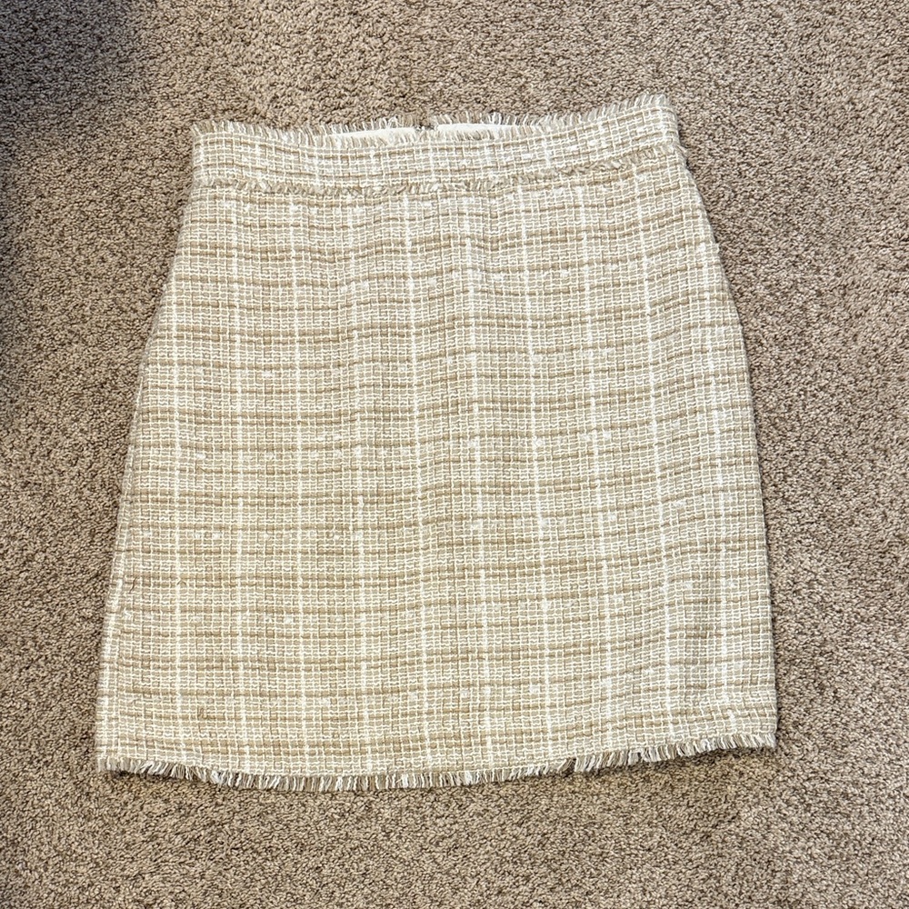 Ann Taylor Cream Tweed Mini Skirt